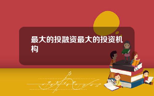 最大的投融资最大的投资机构