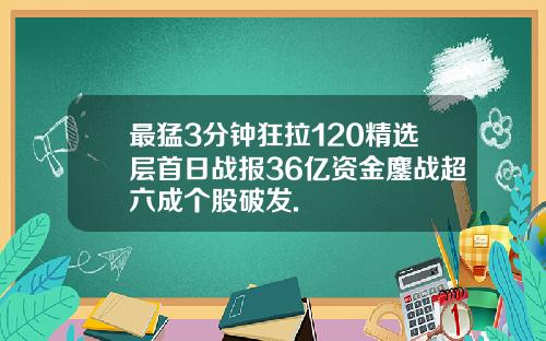 最猛3分钟狂拉120精选层首日战报36亿资金鏖战超六成个股破发.