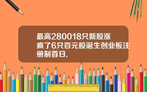 最高280018只新股涨疯了6只百元股诞生创业板注册制首日.