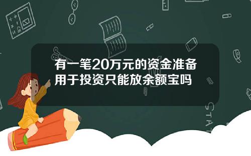 有一笔20万元的资金准备用于投资只能放余额宝吗