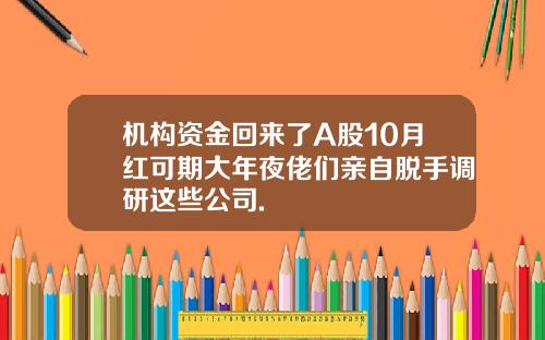 机构资金回来了A股10月红可期大年夜佬们亲自脱手调研这些公司.