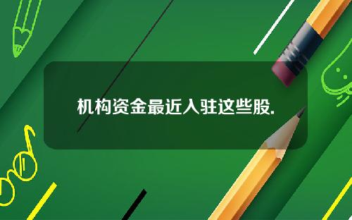 机构资金最近入驻这些股.