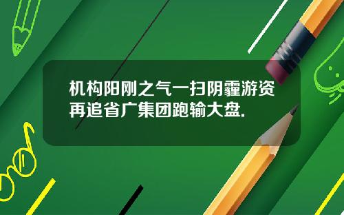机构阳刚之气一扫阴霾游资再追省广集团跑输大盘.