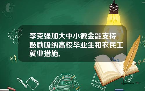 李克强加大中小微金融支持鼓励吸纳高校毕业生和农民工就业措施.