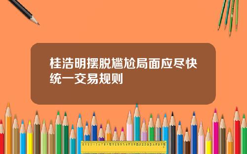 桂浩明摆脱尴尬局面应尽快统一交易规则