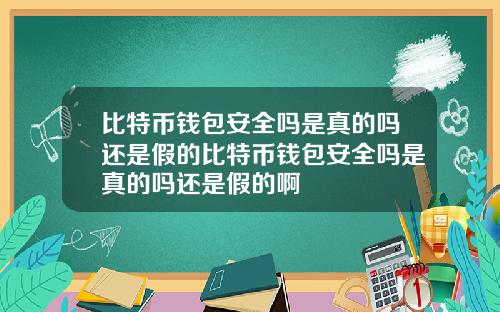 比特币钱包安全吗是真的吗还是假的比特币钱包安全吗是真的吗还是假的啊