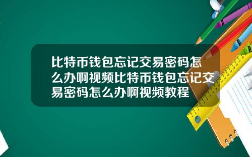 比特币钱包忘记交易密码怎么办啊视频比特币钱包忘记交易密码怎么办啊视频教程