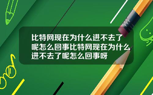 比特网现在为什么进不去了呢怎么回事比特网现在为什么进不去了呢怎么回事呀