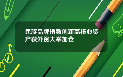 民族品牌指数创新高核心资产获外资大举加仓