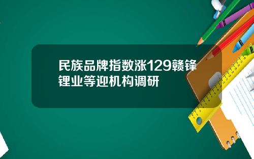 民族品牌指数涨129赣锋锂业等迎机构调研