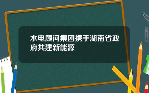 水电顾问集团携手湖南省政府共建新能源