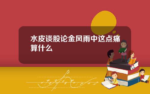 水皮谈股论金风雨中这点痛算什么