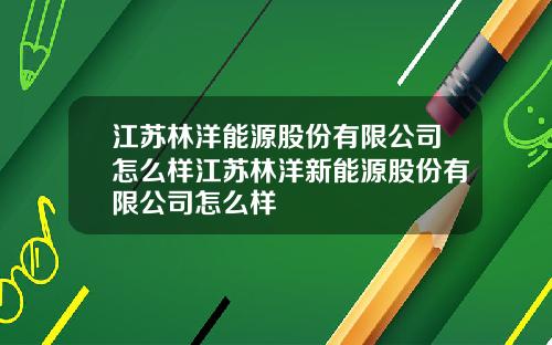 江苏林洋能源股份有限公司怎么样江苏林洋新能源股份有限公司怎么样