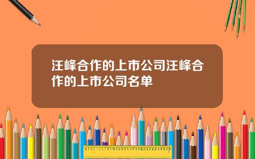 汪峰合作的上市公司汪峰合作的上市公司名单