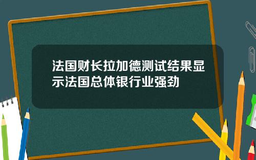 法国财长拉加德测试结果显示法国总体银行业强劲
