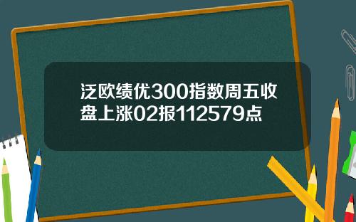 泛欧绩优300指数周五收盘上涨02报112579点