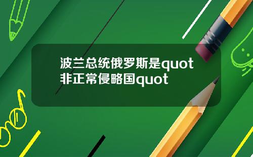波兰总统俄罗斯是quot非正常侵略国quot