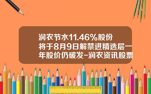 润农节水11.46%股份将于8月9日解禁进精选层一年股价仍破发-润农资讯股票