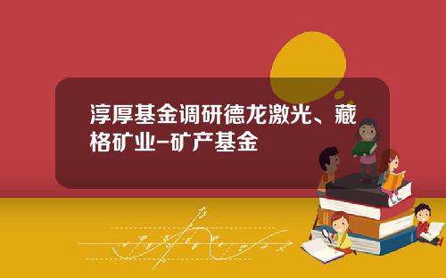淳厚基金调研德龙激光、藏格矿业-矿产基金