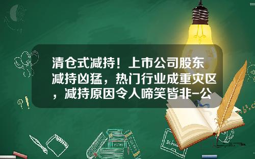 清仓式减持！上市公司股东减持凶猛，热门行业成重灾区，减持原因令人啼笑皆非-公司如何减持股份