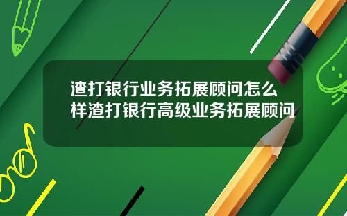 渣打银行业务拓展顾问怎么样渣打银行高级业务拓展顾问