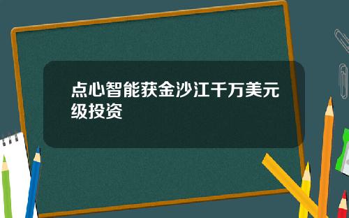 点心智能获金沙江千万美元级投资