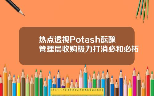 热点透视Potash酝酿管理层收购极力打消必和必拓