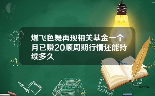 煤飞色舞再现相关基金一个月已赚20顺周期行情还能持续多久