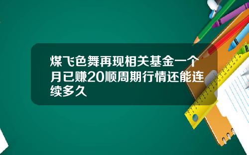 煤飞色舞再现相关基金一个月已赚20顺周期行情还能连续多久