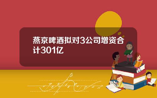燕京啤酒拟对3公司增资合计301亿