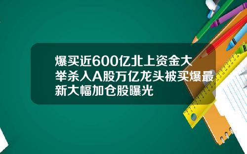 爆买近600亿北上资金大举杀入A股万亿龙头被买爆最新大幅加仓股曝光