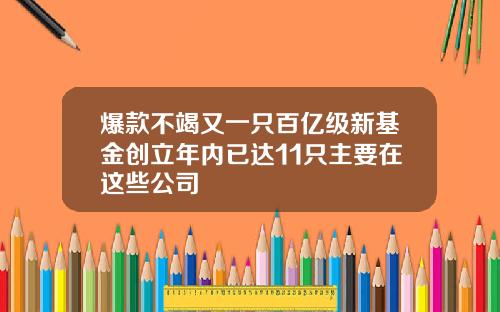 爆款不竭又一只百亿级新基金创立年内已达11只主要在这些公司
