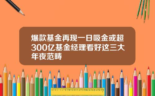 爆款基金再现一日吸金或超300亿基金经理看好这三大年夜范畴
