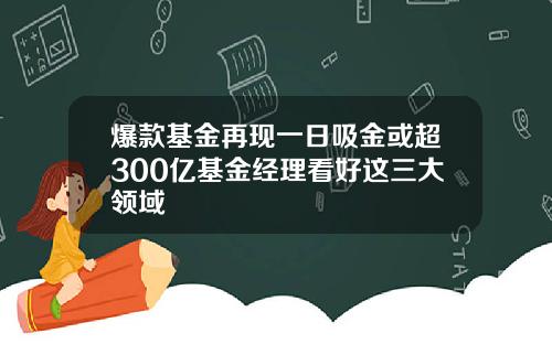 爆款基金再现一日吸金或超300亿基金经理看好这三大领域