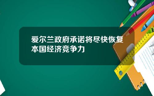 爱尔兰政府承诺将尽快恢复本国经济竞争力