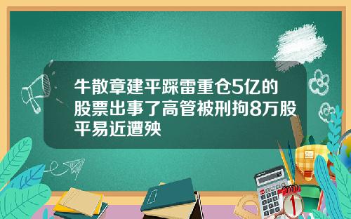 牛散章建平踩雷重仓5亿的股票出事了高管被刑拘8万股平易近遭殃