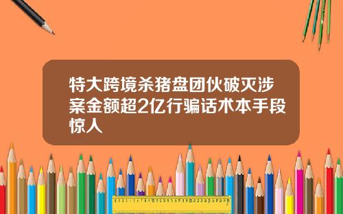 特大跨境杀猪盘团伙破灭涉案金额超2亿行骗话术本手段惊人