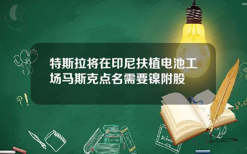 特斯拉将在印尼扶植电池工场马斯克点名需要镍附股