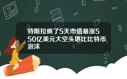 特斯拉疯了5天市值暴涨550亿美元大空头堪比比特币泡沫