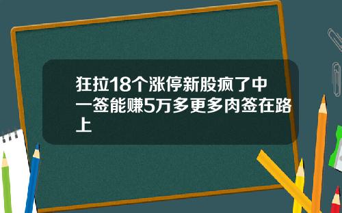 狂拉18个涨停新股疯了中一签能赚5万多更多肉签在路上