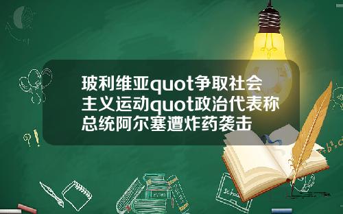 玻利维亚quot争取社会主义运动quot政治代表称总统阿尔塞遭炸药袭击