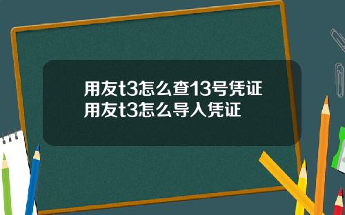 用友t3怎么查13号凭证用友t3怎么导入凭证