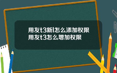 用友t3新l怎么添加权限用友t3怎么增加权限