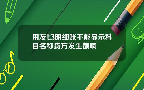 用友t3明细账不能显示科目名称贷方发生额啊