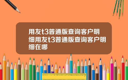 用友t3普通版查询客户明细用友t3普通版查询客户明细在哪