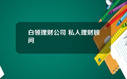 白领理财公司 私人理财顾问