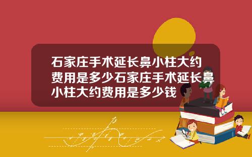石家庄手术延长鼻小柱大约费用是多少石家庄手术延长鼻小柱大约费用是多少钱