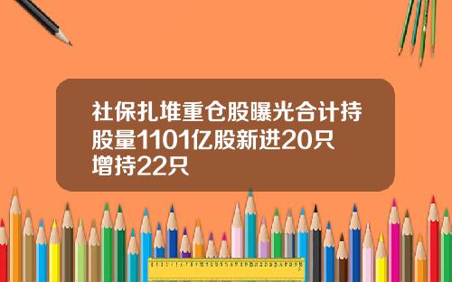 社保扎堆重仓股曝光合计持股量1101亿股新进20只增持22只