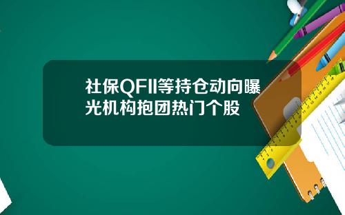 社保QFII等持仓动向曝光机构抱团热门个股