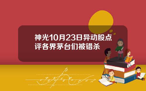 神光10月23日异动股点评各界茅台们被错杀